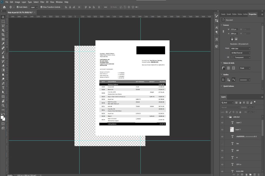 Modèle Word et PDF de relevé de compte ferme de Bank Al Etihad template